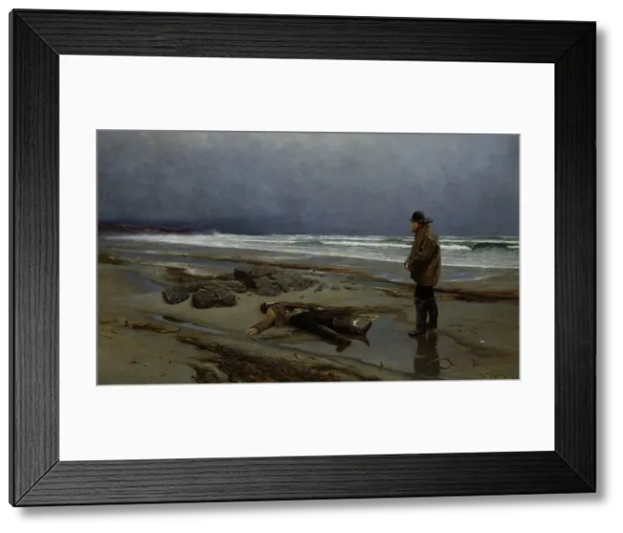Framed Print : Drifted Ashore, 1884. Creator: Nicolai Martin Ulfsten Framed Print : Drifted Ashore, 1884. Creator: Nicolai Martin Ulfsten