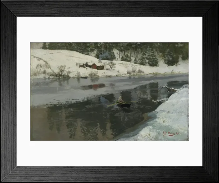 Framed Print : Winter at the River Simoa, 1883. Creator: Frits Thaulow Framed Print : Winter at the River Simoa, 1883. Creator: Frits Thaulow