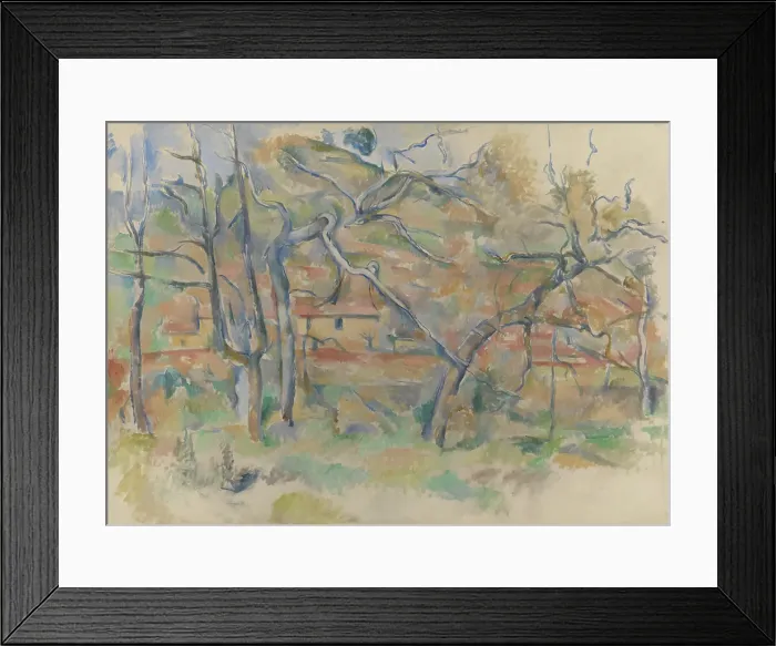 Framed Print : Trees and houses, Provence (NOB) Arbres et Maisons (FRE); Arbres et maison... c1885. Creator: Paul Cezanne Framed Print : Trees and houses, Provence (NOB) Arbres et Maisons (FRE); Arbres et maison... c1885. Creator: Paul Cezanne