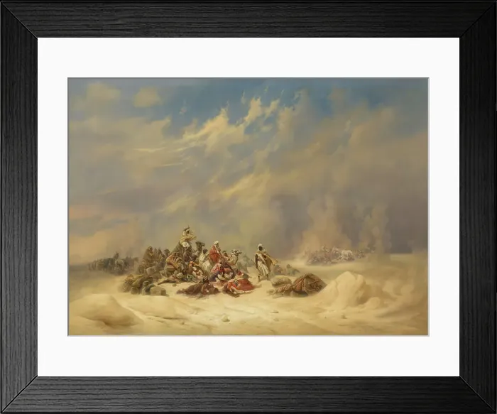 Framed Print : A Caravan overtaken by a Storm in the Desert, 1855. Creator: Niels Simonsen Framed Print : A Caravan overtaken by a Storm in the Desert, 1855. Creator: Niels Simonsen