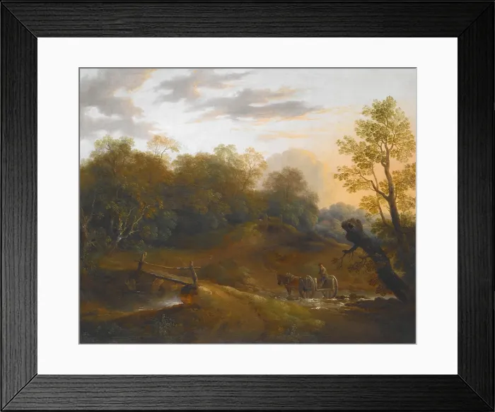 Framed Print : Pony Cart Crossing a Woodland Brook, about 1815. Creator: Benjamin Barker Framed Print : Pony Cart Crossing a Woodland Brook, about 1815. Creator: Benjamin Barker