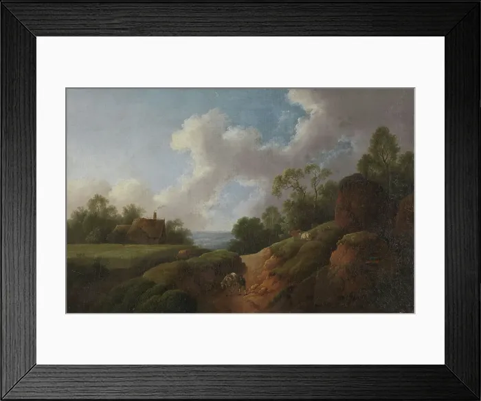 Framed Print : A Sunken Road, 1760s. Creator: Johann Georg Wagner Framed Print : A Sunken Road, 1760s. Creator: Johann Georg Wagner