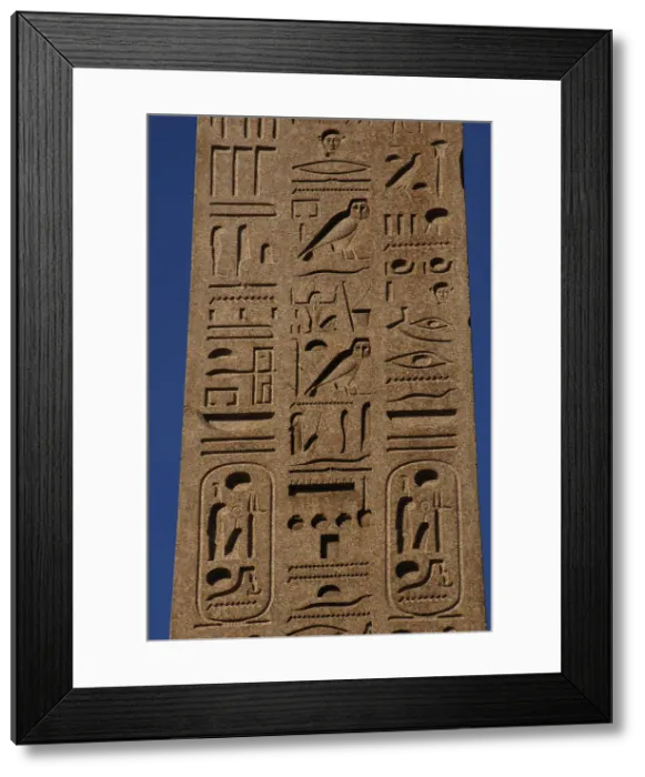 Framed Print : Hieroglyphic writing, Flaminio Obelisk, Piazza del Popolo, Rome, Italy, 2009. Creator: LTL