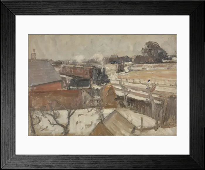 Framed Print : The train is coming, 1916. Creator: Karl Schou Framed Print : The train is coming, 1916. Creator: Karl Schou