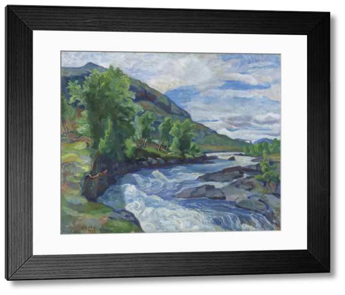 Framed Print : Mountain River, 1909. Creator: Kristen Holbo Framed Print : Mountain River, 1909. Creator: Kristen Holbo