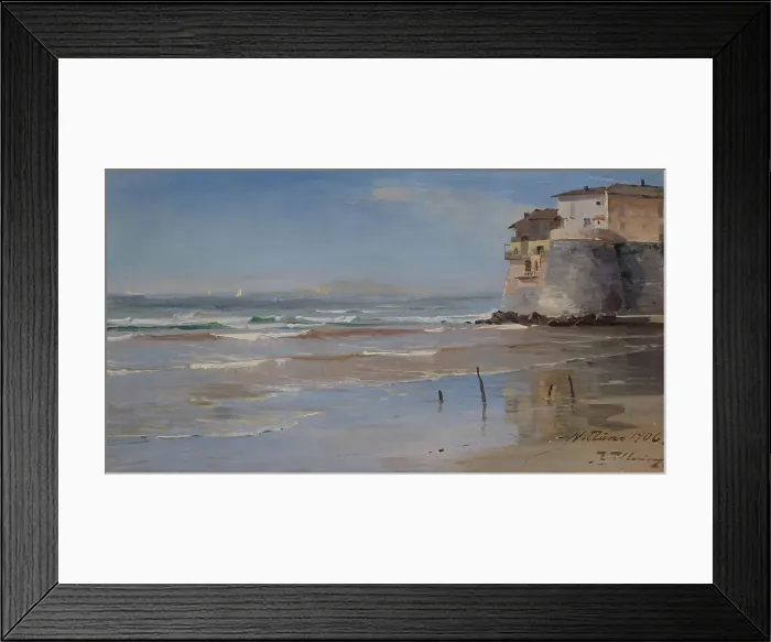 Framed Print : The Beach at Nettuno, 1906. Creator: Even Ulving Framed Print : The Beach at Nettuno, 1906. Creator: Even Ulving