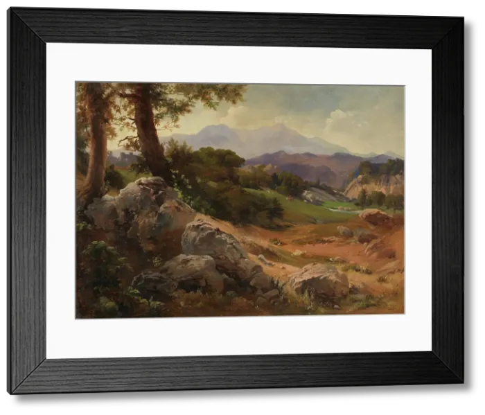 Framed Print : Mountain Landscape with Goats, Undated. Creator: Johann Wilhelm Schirmer Framed Print : Mountain Landscape with Goats, Undated. Creator: Johann Wilhelm Schirmer