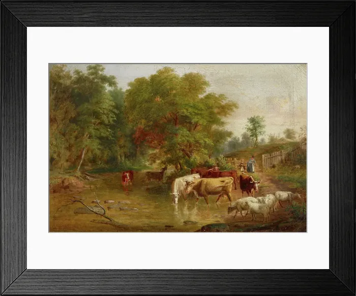 Framed Print : Farm Landscape Scene, c1830-1892. Creator: Jacob Cox Framed Print : Farm Landscape Scene, c1830-1892. Creator: Jacob Cox