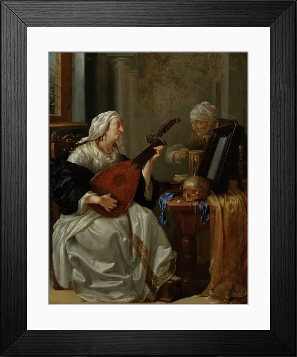 Framed Print : Woman Playing a Theorbo, 1660-1664. Creator: Jacob Duck Framed Print : Woman Playing a Theorbo, 1660-1664. Creator: Jacob Duck
