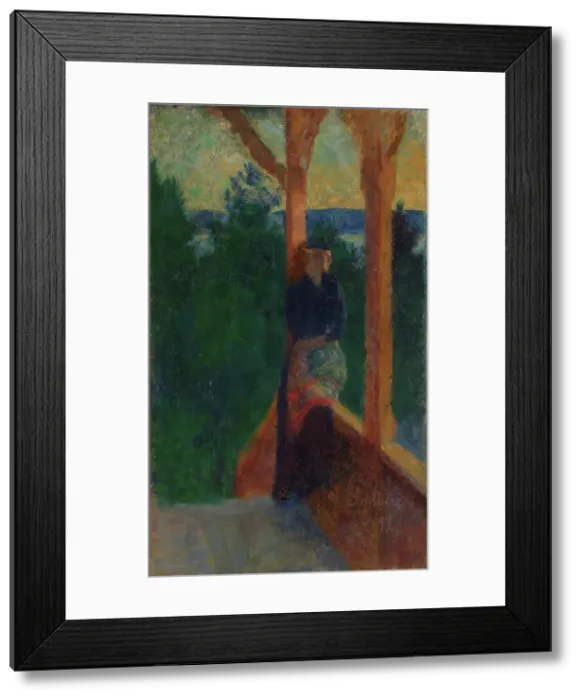 Framed Print : On the Veranda, 1892. Creator: Harald Sohlberg Framed Print : On the Veranda, 1892. Creator: Harald Sohlberg