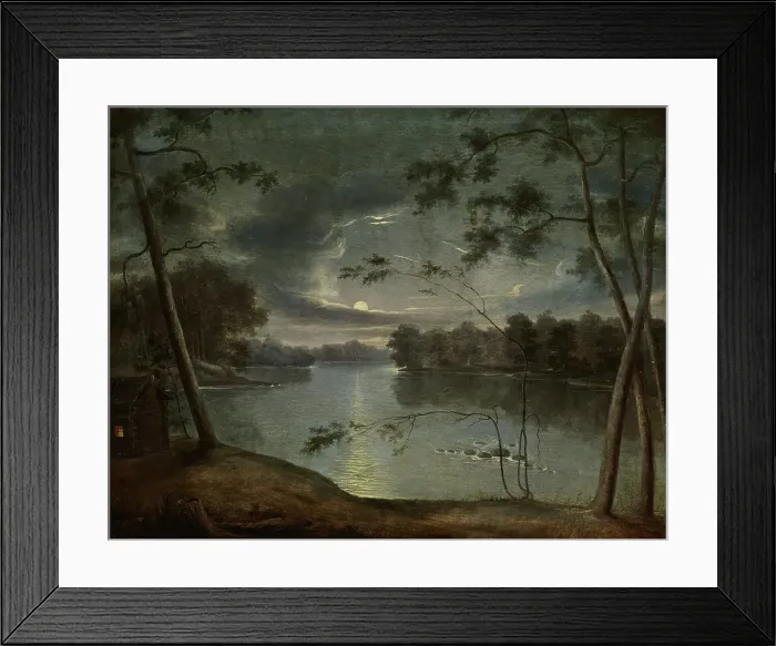 Framed Print : Nocturnal Landscape, date unknown, c1840s. Creator: George Winter Framed Print : Nocturnal Landscape, date unknown, c1840s. Creator: George Winter