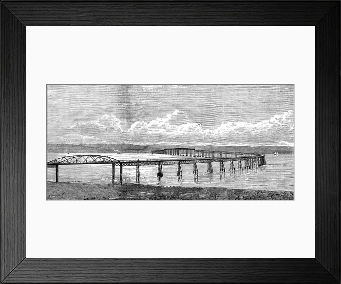 Framed Print : The Tay Bridge, scene of the terrible accident on Sunday evening, 1880. Creator: Unknown Framed Print : The Tay Bridge, scene of the terrible accident on Sunday evening, 1880. Creator: Unknown