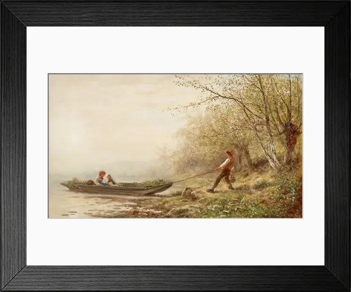 Framed Print : Landscape with Boatman, 1882. Creator: James Crawford Thom Framed Print : Landscape with Boatman, 1882. Creator: James Crawford Thom