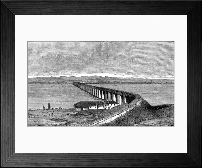 Framed Print : The Tay Bridge, scene of the terrible accident on Sunday evening, 1880. Creator: Unknown Framed Print : The Tay Bridge, scene of the terrible accident on Sunday evening, 1880. Creator: Unknown