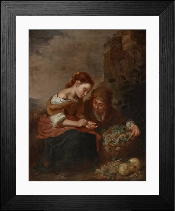 Framed Print : Copy of The Little Fruit Seller by Bartolome Esteban Murillo, about 1885. Creator: John Ottis Adams Framed Print : Copy of The Little Fruit Seller by Bartolome Esteban Murillo, about 1885. Creator: John Ottis Adams