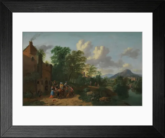 Framed Print : Landscape by a river, probably 1670s. Creators: Johannes Glauber, Johannes Gotlieb Glauber Framed Print : Landscape by a river, probably 1670s. Creators: Johannes Glauber, Johannes Gotlieb Glauber