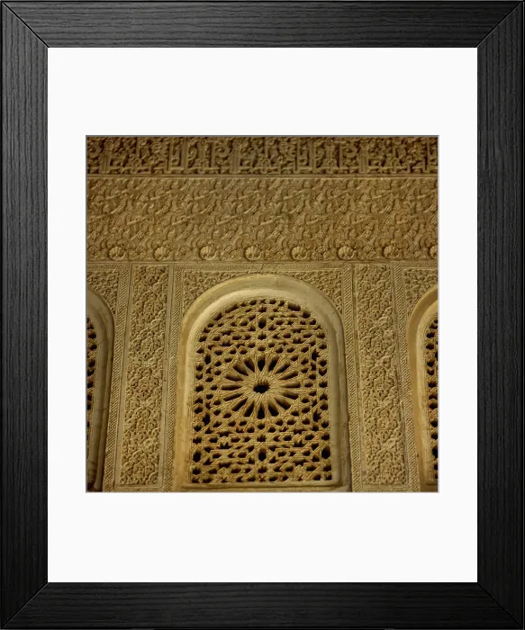 Framed Print : Arabesque stucco, Court of la Acequia, Generalife Palace, Granada, Spain, 14th century (2002). Creator: Unknown Framed Print : Arabesque stucco, Court of la Acequia, Generalife Palace, Granada, Spain, 14th century (2002). Creator: Unknown