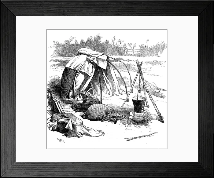 Framed Print : Sketches of gipsy life round London - tent at Hackney, 1880. Creator: Unknown Framed Print : Sketches of gipsy life round London - tent at Hackney, 1880. Creator: Unknown