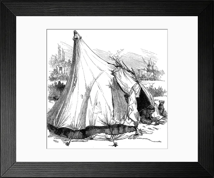Framed Print : Sketches of gipsy life round London - tent at Hackney Wick, 1880. Creator: Unknown Framed Print : Sketches of gipsy life round London - tent at Hackney Wick, 1880. Creator: Unknown