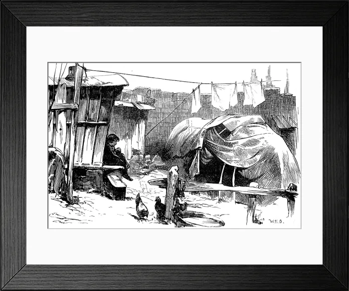 Framed Print : Sketches of gipsy life round London - Latimer-Road, Notting-Hill, 1880. Creator: Unknown Framed Print : Sketches of gipsy life round London - Latimer-Road, Notting-Hill, 1880. Creator: Unknown