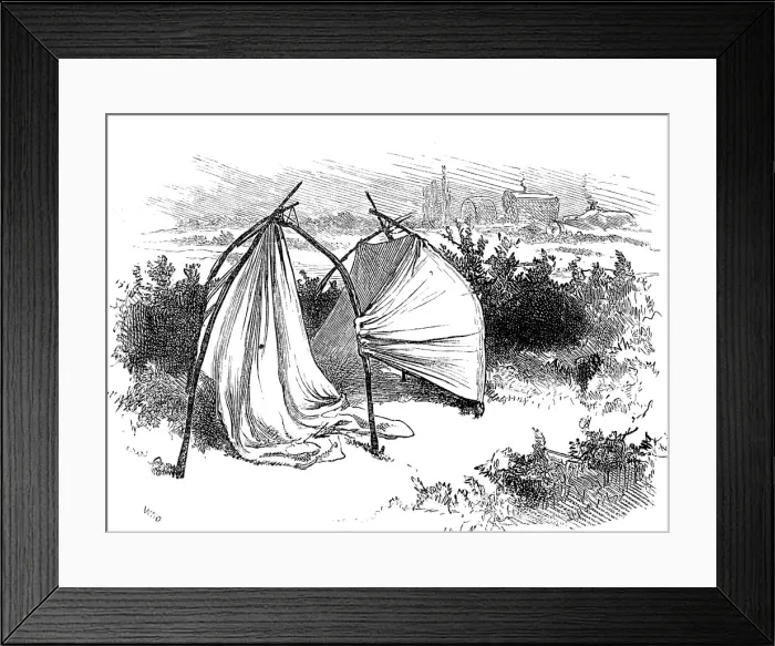 Framed Print : Sketches of gipsy life round London - a bachelor's bed-room, Mitcham Common, 1880. Creator: Unknown Framed Print : Sketches of gipsy life round London - a bachelor's bed-room, Mitcham Common, 1880. Creator: Unknown