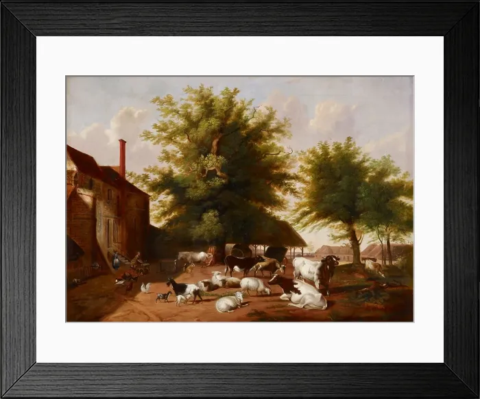 Framed Print : Farmyard Scene, date unknown, c1830-1892. Creator: Jacob Cox Framed Print : Farmyard Scene, date unknown, c1830-1892. Creator: Jacob Cox