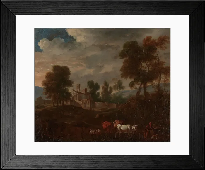 Framed Print : Italian Landscape with a Church, Undated. Creator: Isaac de Moucheron Framed Print : Italian Landscape with a Church, Undated. Creator: Isaac de Moucheron