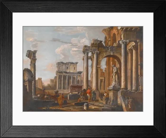Framed Print : Ruins with the Temple of Antoninus and Faustina, about 1727-1730. Creator: Giovanni Paolo Panini Framed Print : Ruins with the Temple of Antoninus and Faustina, about 1727-1730. Creator: Giovanni Paolo Panini