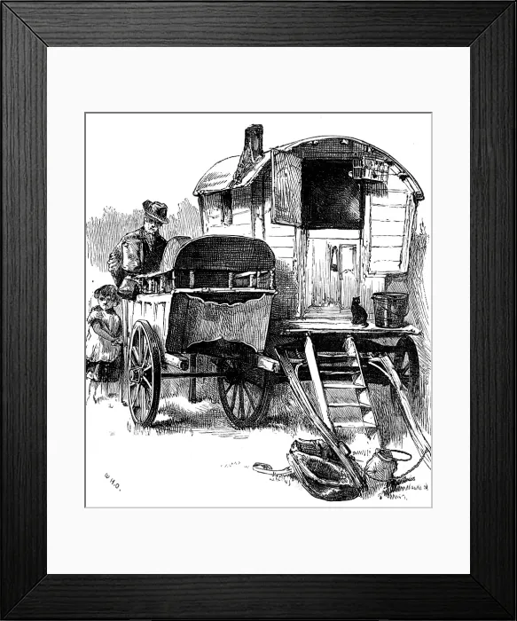 Framed Print : Sketches of gipsy life round London - knife-grinder, Hackney Wick, 1880. Creator: Unknown Framed Print : Sketches of gipsy life round London - knife-grinder, Hackney Wick, 1880. Creator: Unknown