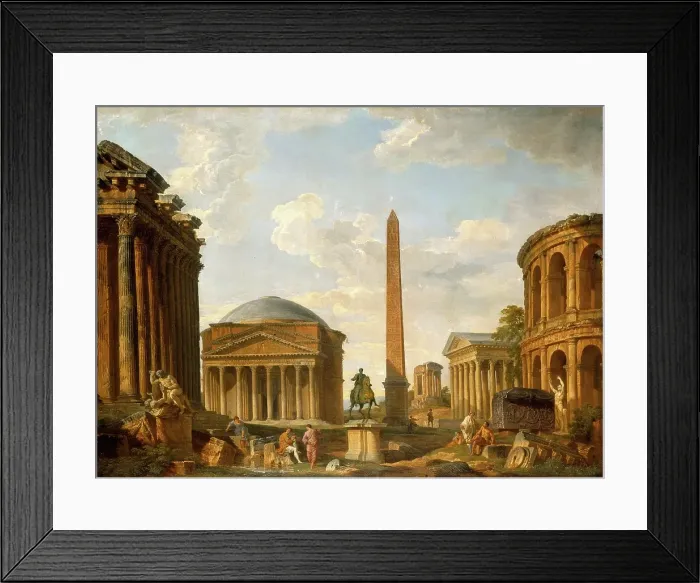 Framed Print : Roman Capriccio: The Pantheon and Other Monuments, 1735. Creator: Giovanni Paolo Panini Framed Print : Roman Capriccio: The Pantheon and Other Monuments, 1735. Creator: Giovanni Paolo Panini
