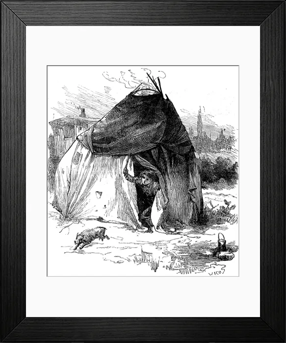 Framed Print : Sketches of gipsy life round London - tent at Hackney, 1880. Creator: Unknown Framed Print : Sketches of gipsy life round London - tent at Hackney, 1880. Creator: Unknown