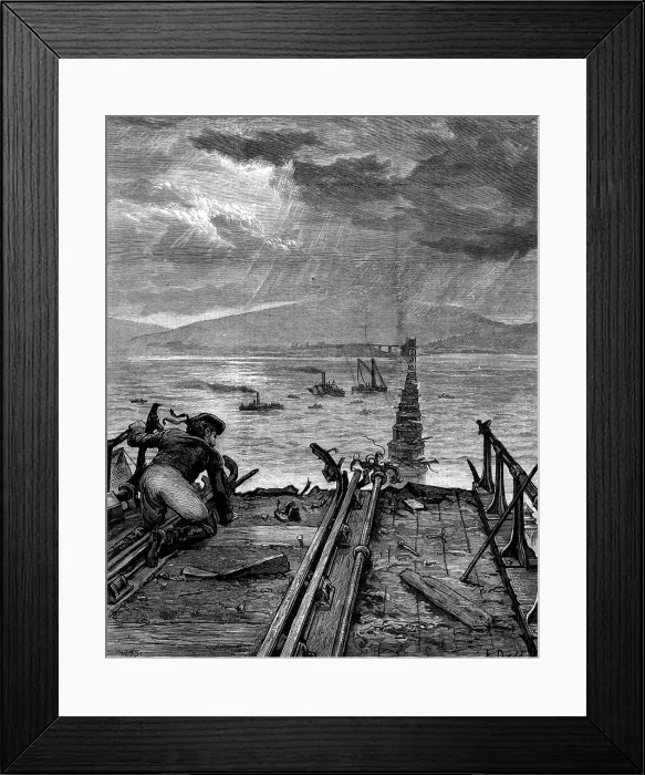 Framed Print : The Tay Bridge Disaster: view of the broken bridge from the north end, 1880. Creator: W. I. Mosses Framed Print : The Tay Bridge Disaster: view of the broken bridge from the north end, 1880. Creator: W. I. Mosses