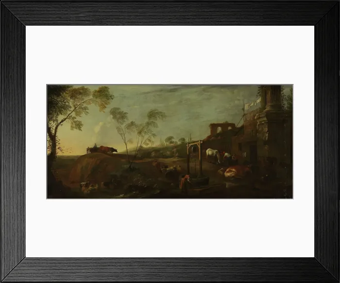 Framed Print : Landscape with Ruins, 17th century. Creator: Jan van Ossenbeck Framed Print : Landscape with Ruins, 17th century. Creator: Jan van Ossenbeck