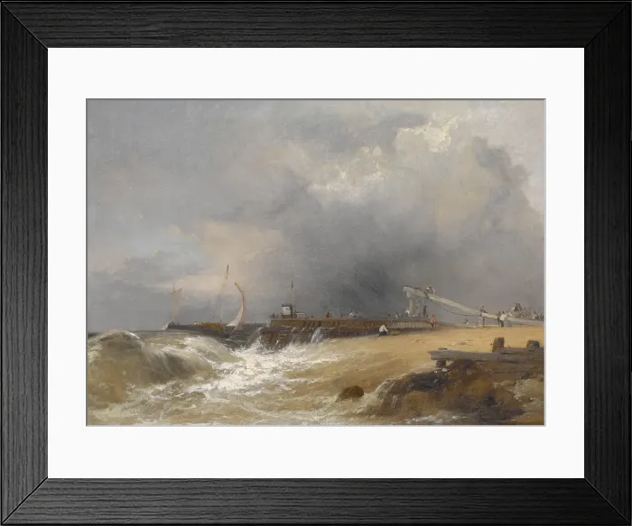 Framed Print : Littlehampton Pier on the Sussex Coast, about 1842. Creator: James Baker Pyne Framed Print : Littlehampton Pier on the Sussex Coast, about 1842. Creator: James Baker Pyne