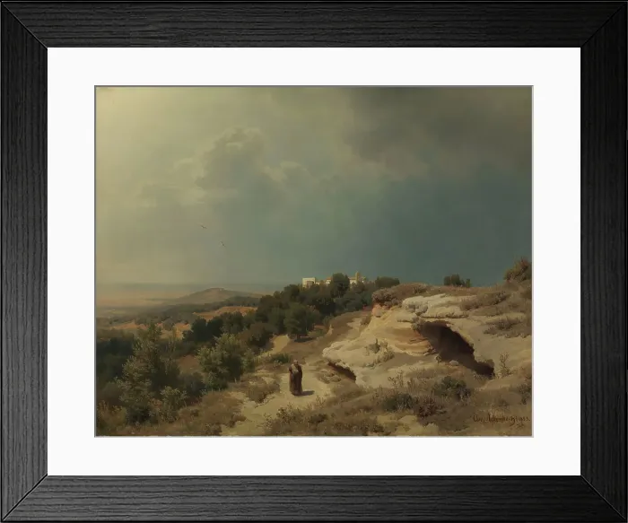 Framed Print : Italian Landscape, 1853. Creator: Oswald Achenbach Framed Print : Italian Landscape, 1853. Creator: Oswald Achenbach