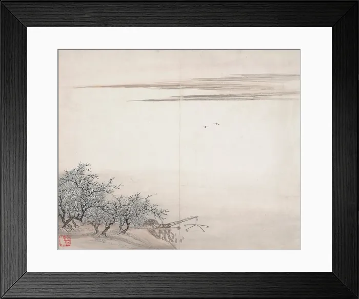 Framed Print : Fisherman by Plum Trees, c1786-1836. Creator: Gu Haoqing Framed Print : Fisherman by Plum Trees, c1786-1836. Creator: Gu Haoqing