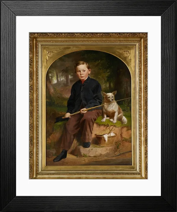 Framed Print : Portrait of Charles H. Brewer (Boy Fishing with Dog), about 1868. Creator: Jacob Cox Framed Print : Portrait of Charles H. Brewer (Boy Fishing with Dog), about 1868. Creator: Jacob Cox