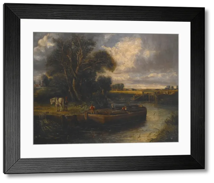 Framed Print : Barge on the Canal, c1800-1837. Creator: John Constable Framed Print : Barge on the Canal, c1800-1837. Creator: John Constable