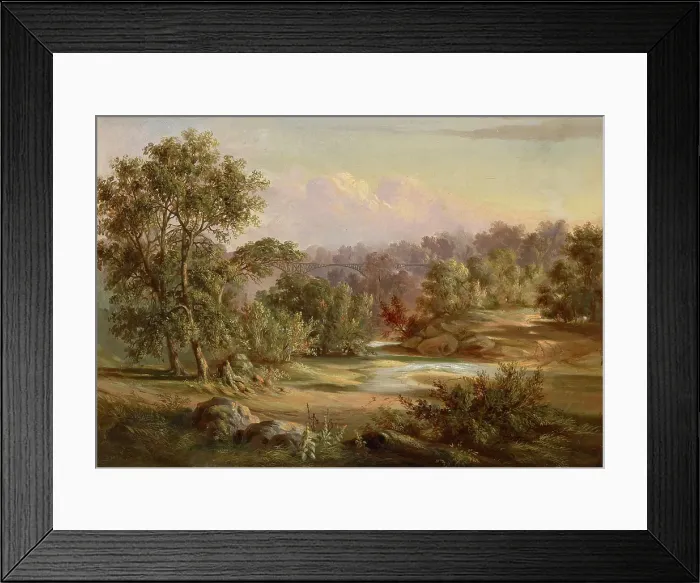 Framed Print : Landscape with Bridge, about 1855. Creator: Henry Waugh Framed Print : Landscape with Bridge, about 1855. Creator: Henry Waugh