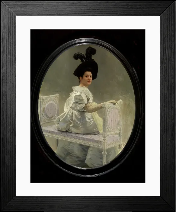 Framed Print : Woman in White, c1880s. Creator: Jan Van Beers Framed Print : Woman in White, c1880s. Creator: Jan Van Beers