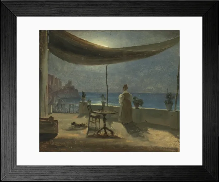 Framed Print : A Terrace in Amalfi in Moonlight, probably 1834. Creator: Thomas Fearnley Framed Print : A Terrace in Amalfi in Moonlight, probably 1834. Creator: Thomas Fearnley