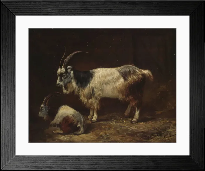 Framed Print : Two Goats, 1852. Creator: Adolph Tidemand Framed Print : Two Goats, 1852. Creator: Adolph Tidemand