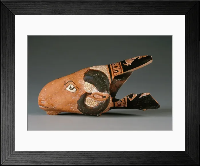 Framed Print : Attic Red-Figure Dimidiated Rhyton, about 450-425 BC. Creator: Unknown Framed Print : Attic Red-Figure Dimidiated Rhyton, about 450-425 BC. Creator: Unknown