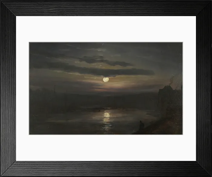 Framed Print : The Elbe in Moonlight, 1846. Creator: Johan Christian Dahl Framed Print : The Elbe in Moonlight, 1846. Creator: Johan Christian Dahl