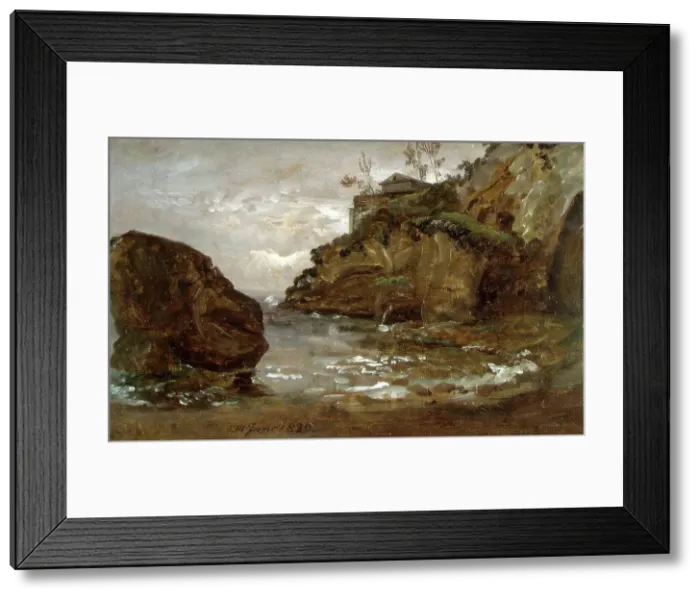 Framed Print : Rocky Coast near Naples, 1821. Creator: Johan Christian Dahl Framed Print : Rocky Coast near Naples, 1821. Creator: Johan Christian Dahl