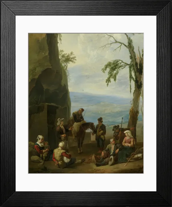 Framed Print : Italian Landscape with Resting Peasants, c1642-1674. Creator: Johannes Lingelbach Framed Print : Italian Landscape with Resting Peasants, c1642-1674. Creator: Johannes Lingelbach