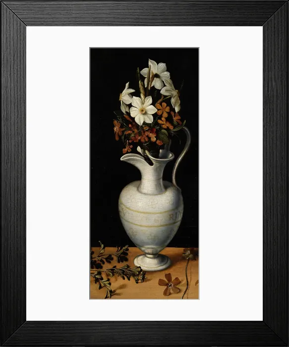 Framed Print : Narcissi, Periwinkle and Violets in a Ewer. Creator: Ludger Tom Ring the Younger Framed Print : Narcissi, Periwinkle and Violets in a Ewer. Creator: Ludger Tom Ring the Younger