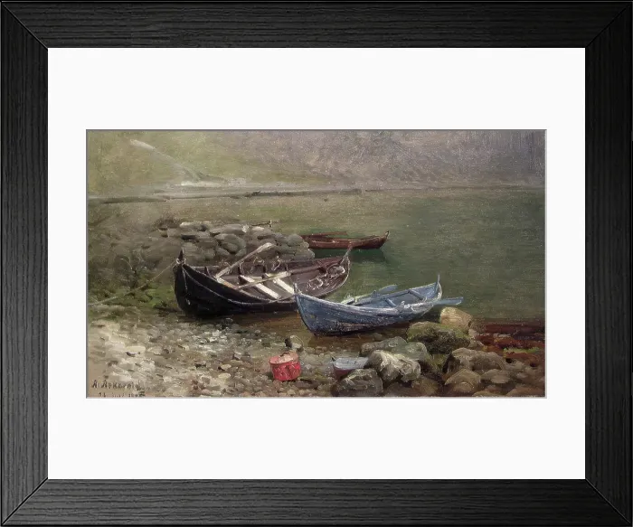 Framed Print : Boats at the Seaside, 1885. Creator: Anders Monsen Askevold Framed Print : Boats at the Seaside, 1885. Creator: Anders Monsen Askevold