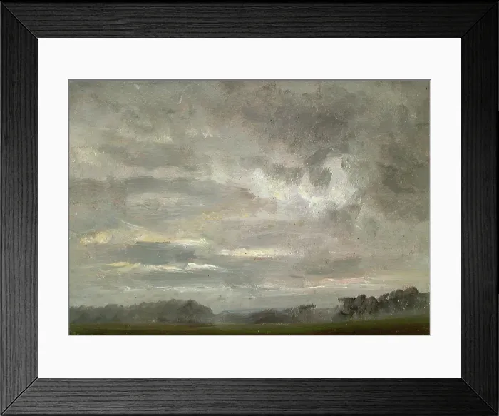 Framed Print : Study of Clouds over Fields, c1810-1850. Creator: Johan Christian Dahl
