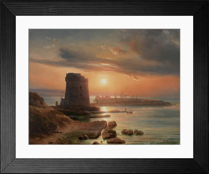 Framed Print : The Harbour in Agrigento, 1839. Creator: Thomas Fearnley Framed Print : The Harbour in Agrigento, 1839. Creator: Thomas Fearnley